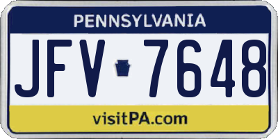PA license plate JFV7648