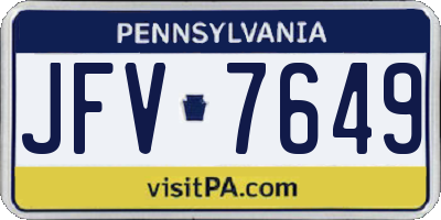PA license plate JFV7649