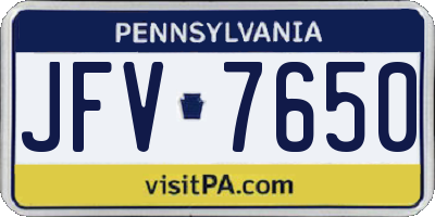 PA license plate JFV7650