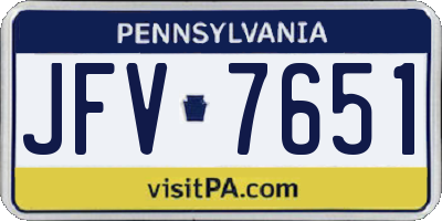 PA license plate JFV7651