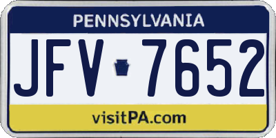 PA license plate JFV7652