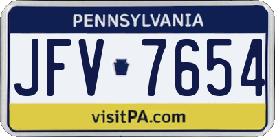PA license plate JFV7654