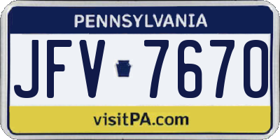 PA license plate JFV7670