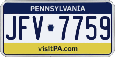 PA license plate JFV7759