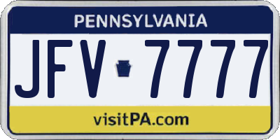 PA license plate JFV7777