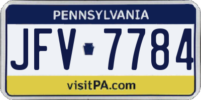 PA license plate JFV7784