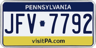 PA license plate JFV7792