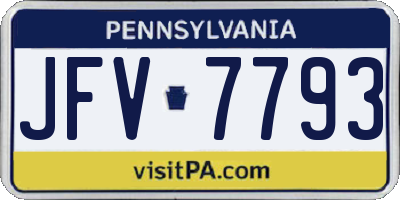 PA license plate JFV7793
