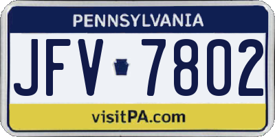 PA license plate JFV7802
