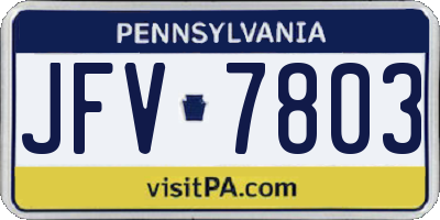 PA license plate JFV7803