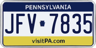 PA license plate JFV7835