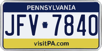 PA license plate JFV7840