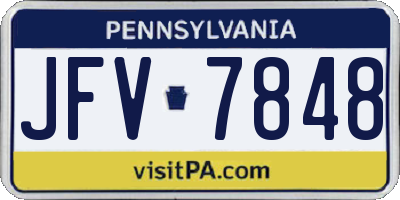 PA license plate JFV7848