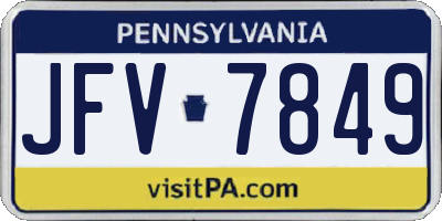 PA license plate JFV7849