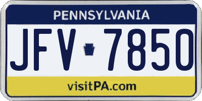 PA license plate JFV7850