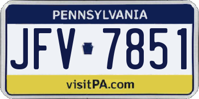 PA license plate JFV7851