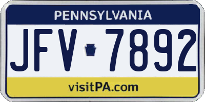 PA license plate JFV7892