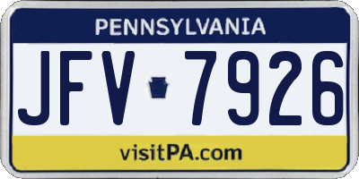 PA license plate JFV7926
