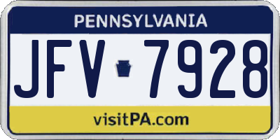 PA license plate JFV7928