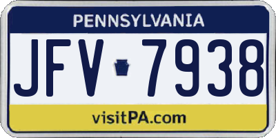 PA license plate JFV7938