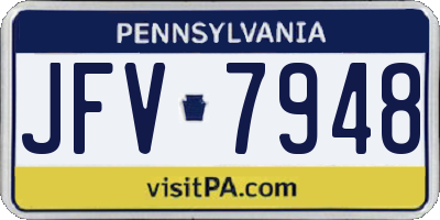 PA license plate JFV7948