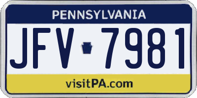 PA license plate JFV7981
