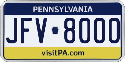 PA license plate JFV8000