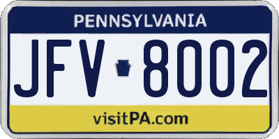 PA license plate JFV8002