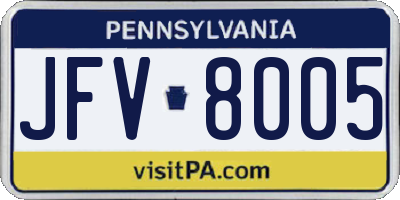 PA license plate JFV8005