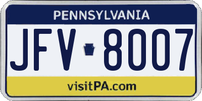 PA license plate JFV8007