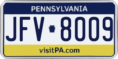 PA license plate JFV8009