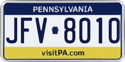 PA license plate JFV8010