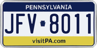 PA license plate JFV8011