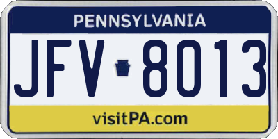 PA license plate JFV8013