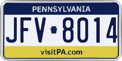 PA license plate JFV8014