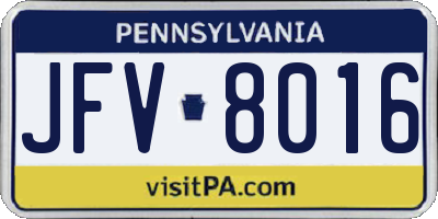 PA license plate JFV8016