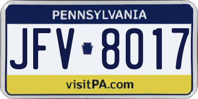 PA license plate JFV8017