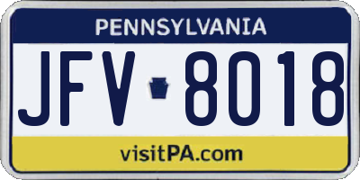 PA license plate JFV8018