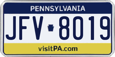 PA license plate JFV8019