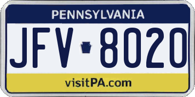 PA license plate JFV8020