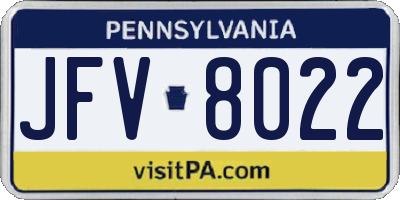 PA license plate JFV8022