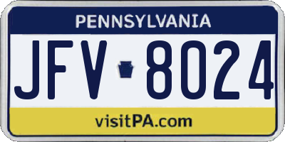 PA license plate JFV8024