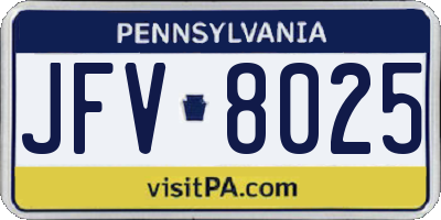 PA license plate JFV8025