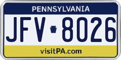 PA license plate JFV8026