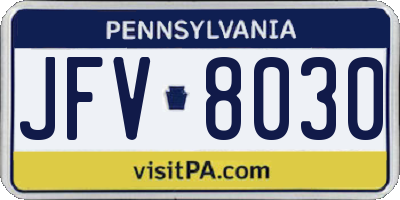 PA license plate JFV8030