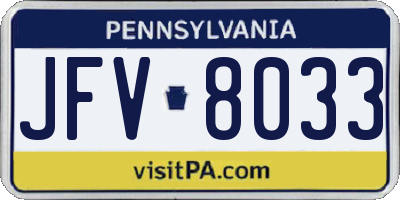 PA license plate JFV8033
