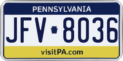 PA license plate JFV8036