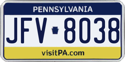 PA license plate JFV8038