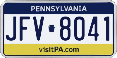 PA license plate JFV8041