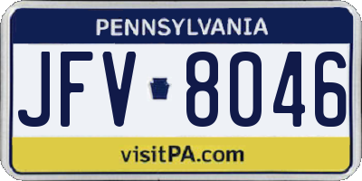 PA license plate JFV8046